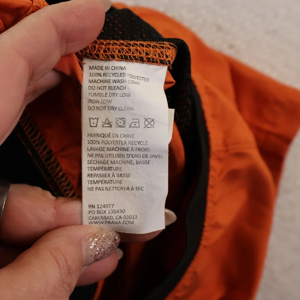Prana Mens XL Shorts Orange Mojo Breathe Recycled Activewear M3MOJO110
